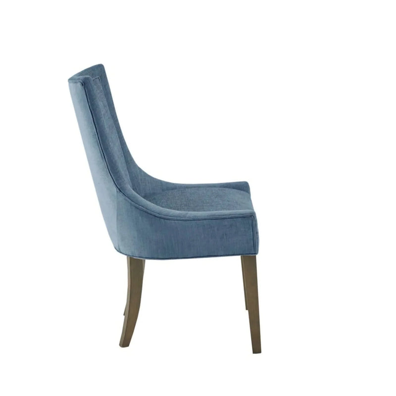 Dining Chair Set Polyester Upholstery High Back Light Blue Fabric