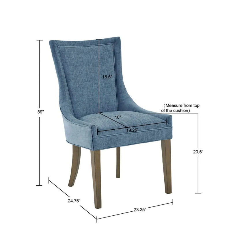 Dining Chair Set Polyester Upholstery High Back Light Blue Fabric