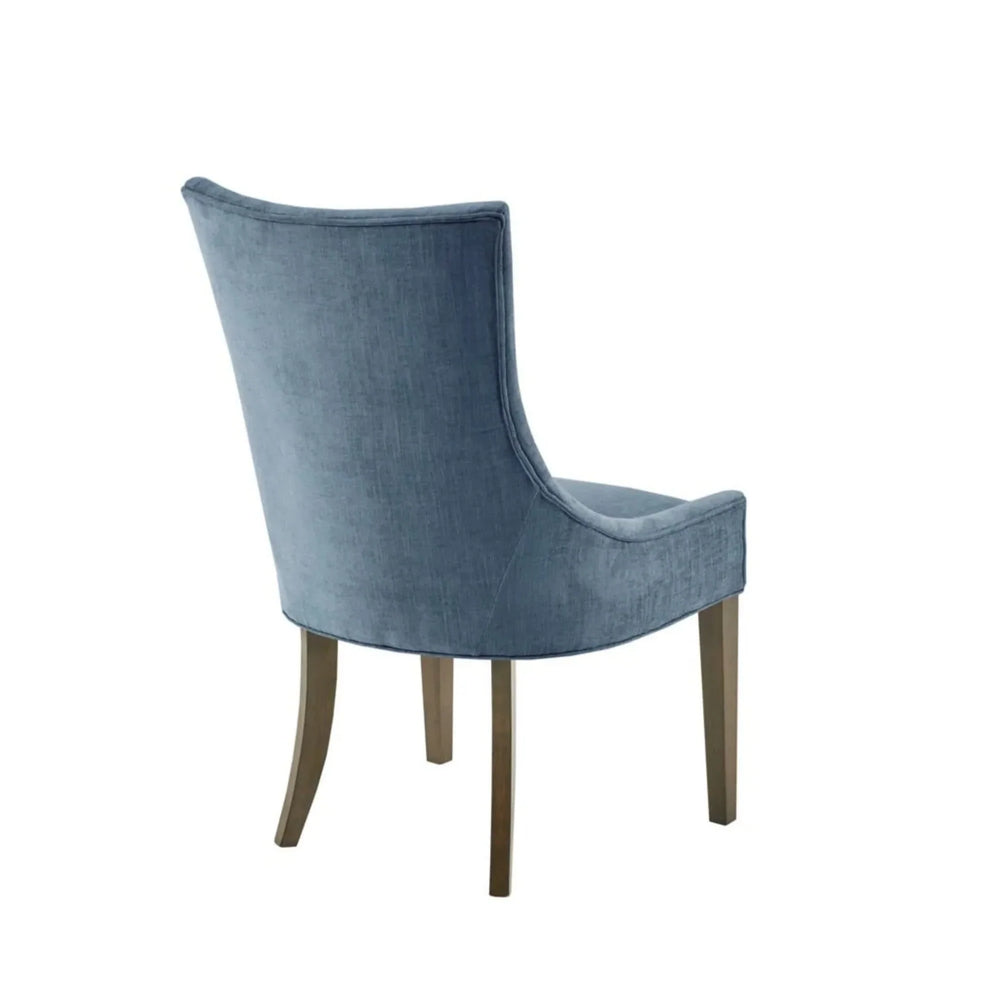 Dining Chair Set Polyester Upholstery High Back Light Blue Fabric Media 6