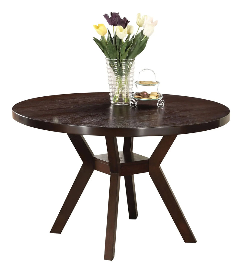 Dining Table Espresso Finish Synthetic Wood Round Table For Kitchen And Dining