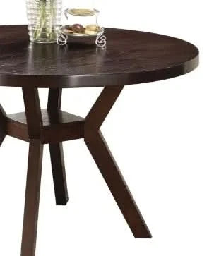 Dining Table Espresso Finish Synthetic Wood Round Table For Kitchen And Dining