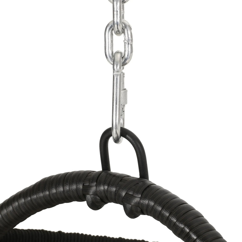 Basket Hanging Chair Brown Fabric Patio Outdoor Cushioned Seating