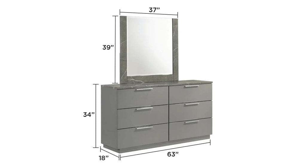 Queen Bedroom Set 4-Piece With Two Tone Marble & Lacquer Led Lighting Media 10