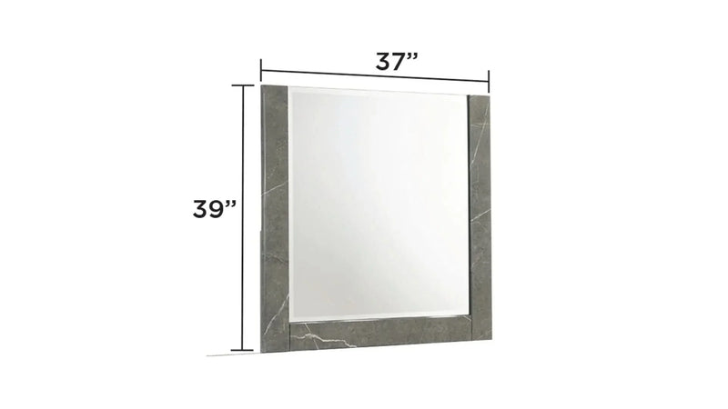 Queen Bedroom Set 4-Piece With Two Tone Marble & Lacquer Led Lighting