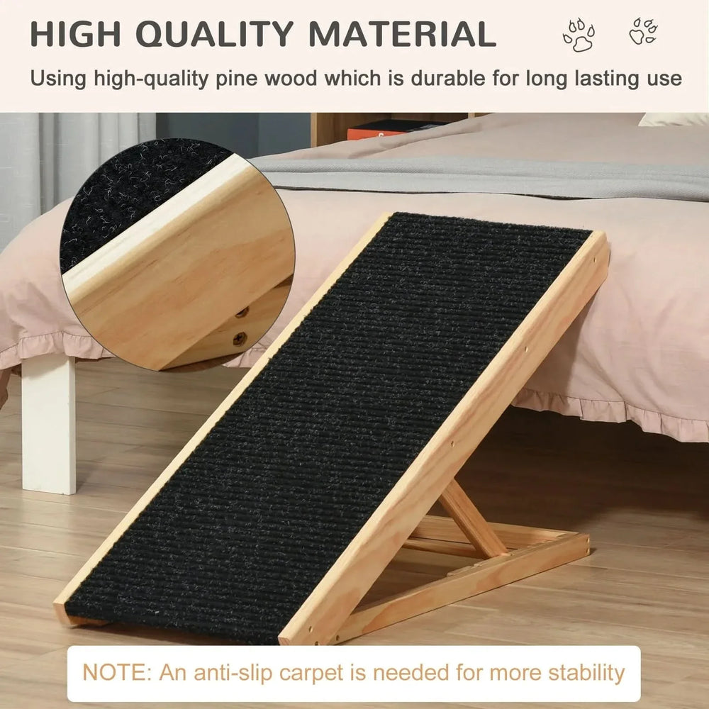 Pet Ramp Wood Height Adjustable Foldable For Dogs Cats Rabbits Non Slip Media 4