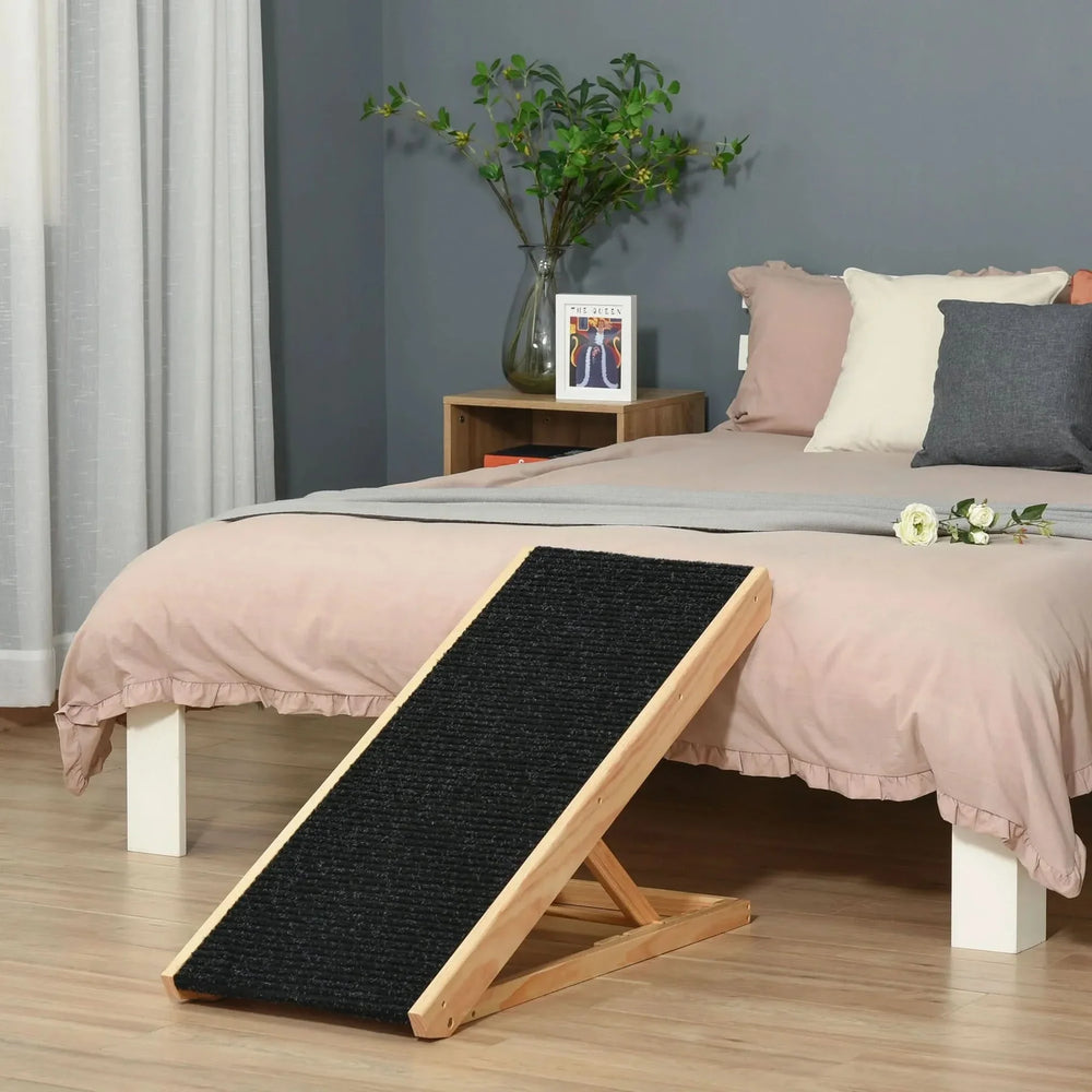 Pet Ramp Wood Height Adjustable Foldable For Dogs Cats Rabbits Non Slip Media 2