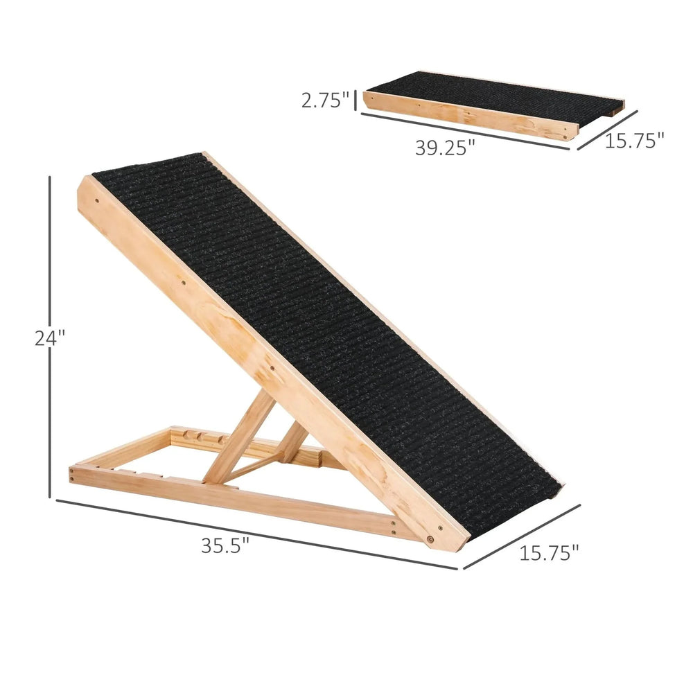 Pet Ramp Wood Height Adjustable Foldable For Dogs Cats Rabbits Non Slip Media 3