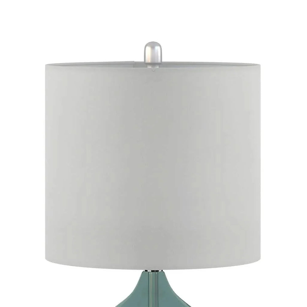 Glass Table Lamp Ellipse Curved Glass Blue Cotton Shade Set Of 2 Lamps Media 8