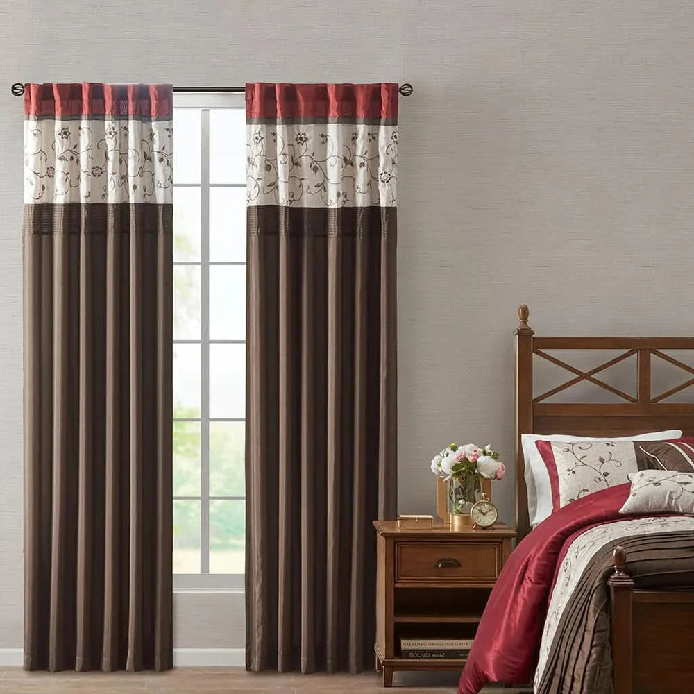 Embroidered Curtain Panel Polyester Floral Embroidery For Living Room Media 10