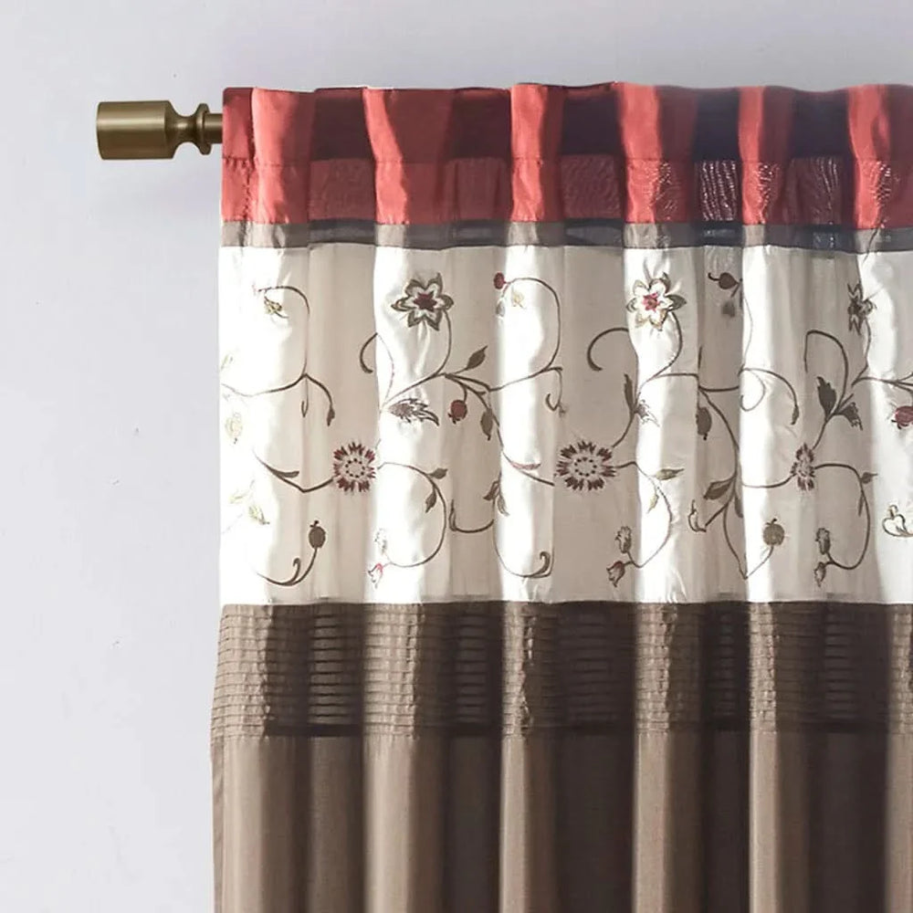Embroidered Curtain Panel Polyester Floral Embroidery For Living Room Media 7