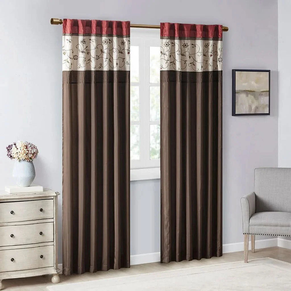 Embroidered Curtain Panel Polyester Floral Embroidery For Living Room Media 4