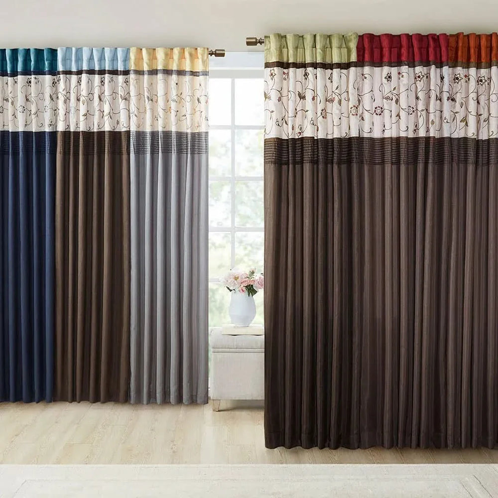 Embroidered Curtain Panel Polyester Floral Embroidery For Living Room Media 2