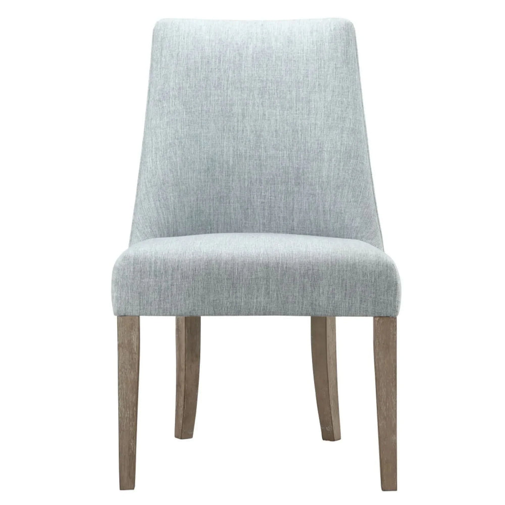 Farmhouse Dining Chair Polyester Upholstery Light Blue Set of 2 Solid Wood Legs Media 8