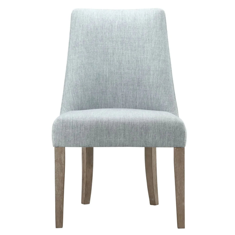 Farmhouse Dining Chair Polyester Upholstery Light Blue Set of 2 Solid Wood Legs