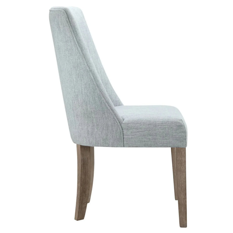 Farmhouse Dining Chair Polyester Upholstery Light Blue Set of 2 Solid Wood Legs