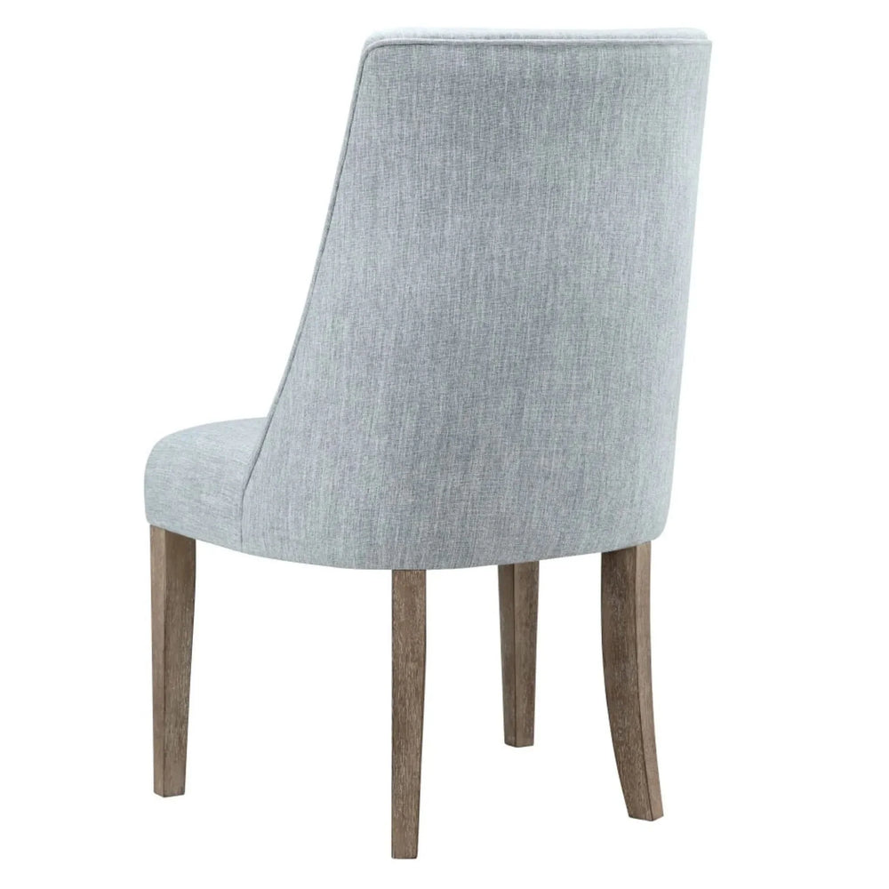 Farmhouse Dining Chair Polyester Upholstery Light Blue Set of 2 Solid Wood Legs Media 6