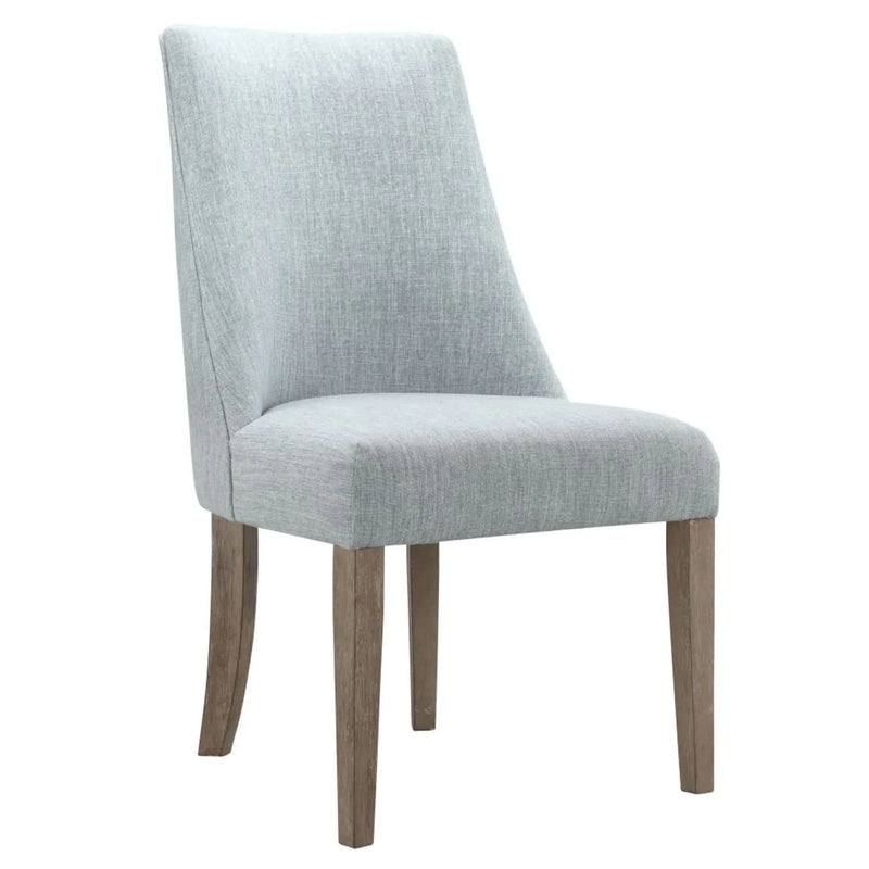 Farmhouse Dining Chair Polyester Upholstery Light Blue Set of 2 Solid Wood Legs
