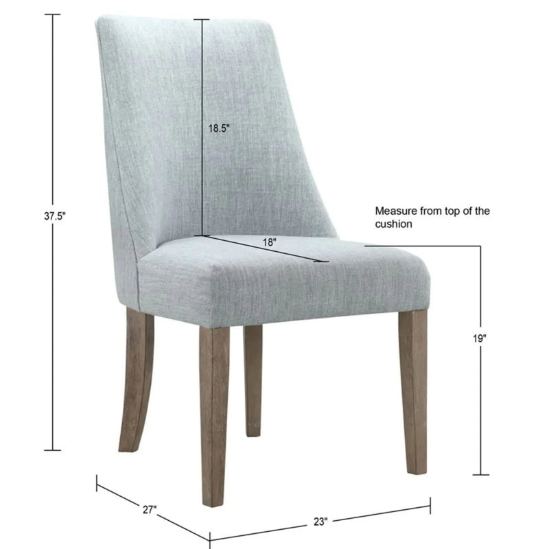 Farmhouse Dining Chair Polyester Upholstery Light Blue Set of 2 Solid Wood Legs