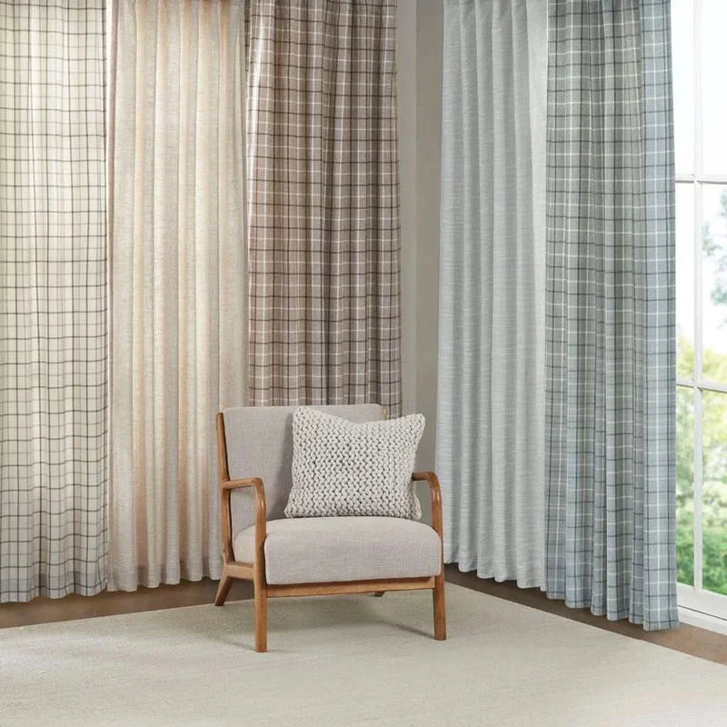Faux Linen Curtain Polyester Fleece Lined Rod Pocket Panel Back Tab