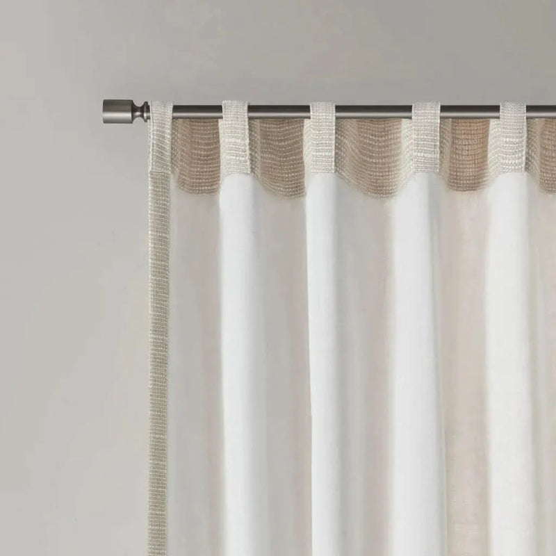 Faux Linen Curtain Polyester Fleece Lined Rod Pocket Panel Back Tab