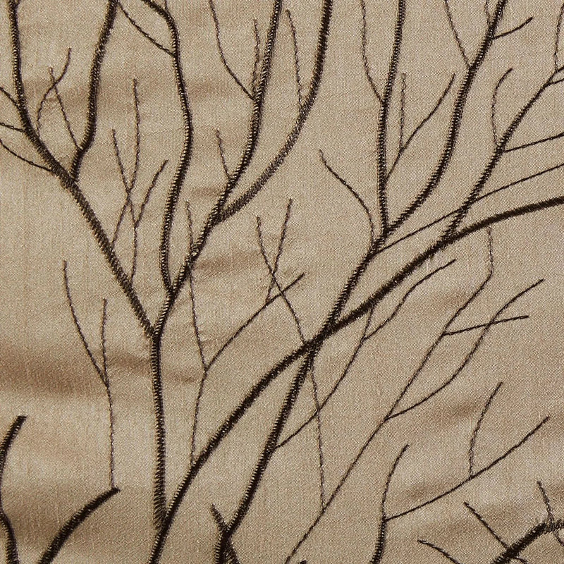Window Valance Polyester Faux Silk Embroidered Tan 50x18 Decorative