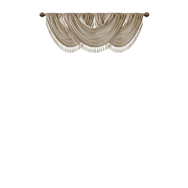 Faux Silk Valance Waterfall Embellished Champagne 38x46 Window Decor