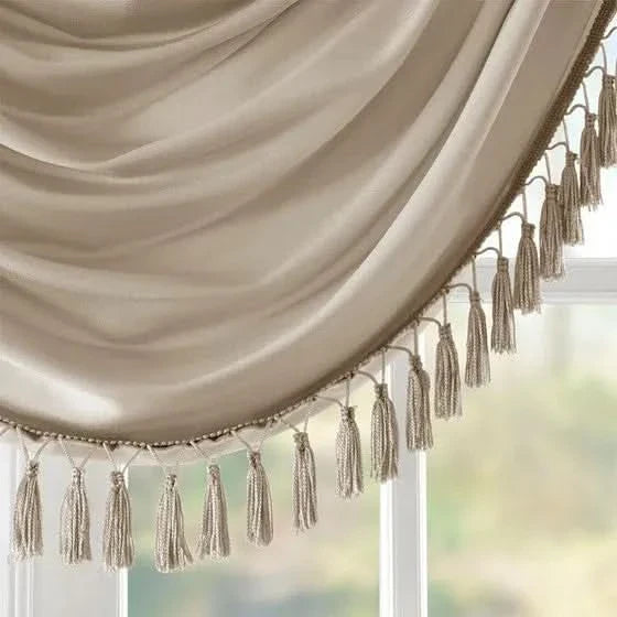 Faux Silk Valance Waterfall Embellished Champagne 38x46 Window Decor