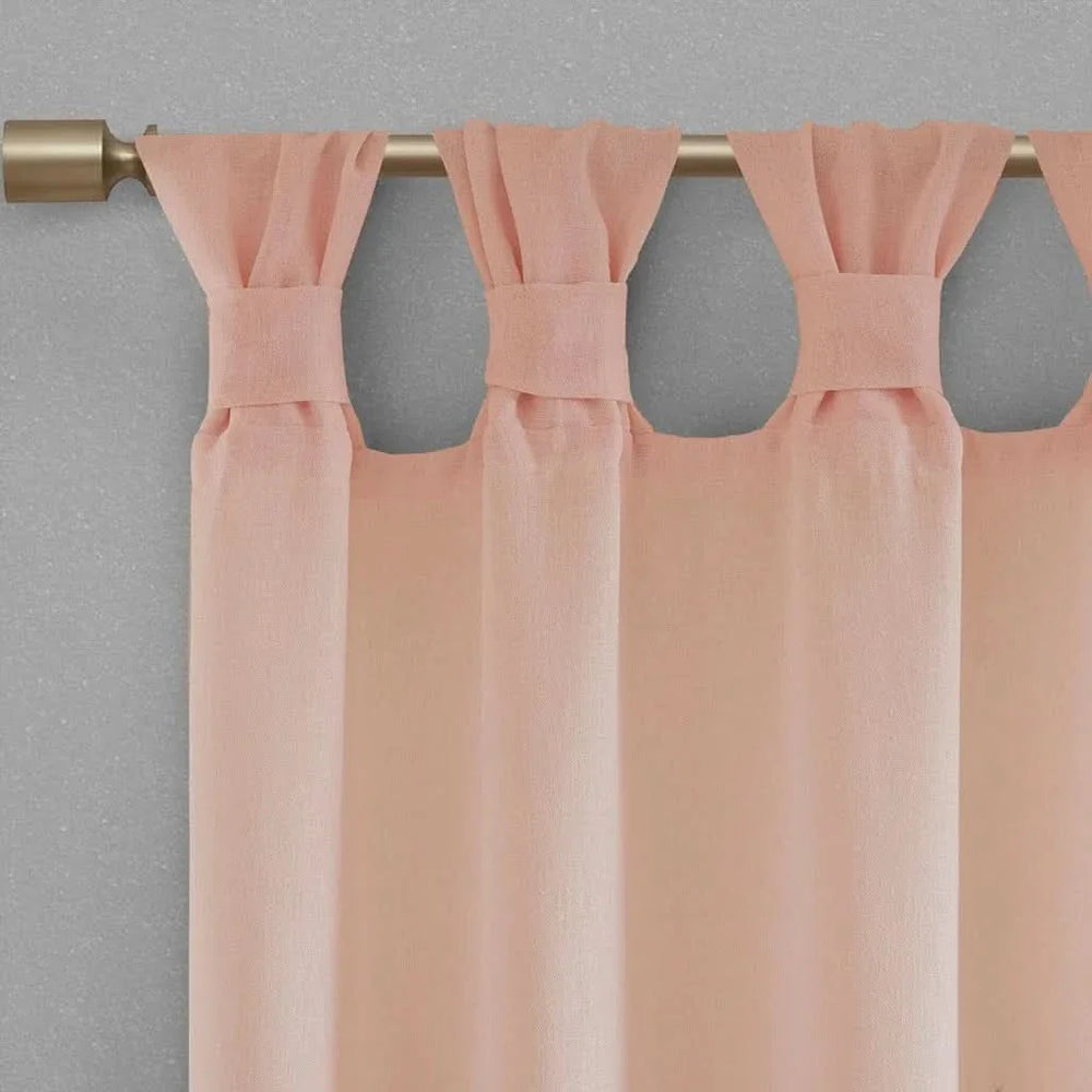 Floral Curtain Panel Linen Cuff Tab Top Blush Window Curtain 63 Inch Media 5