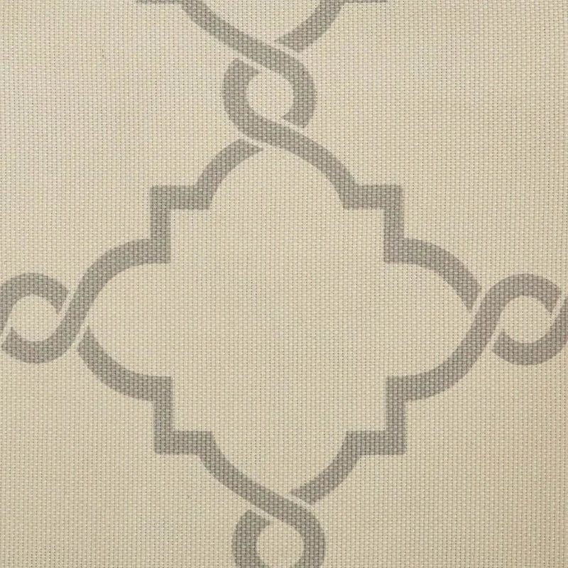 Fretwork Curtain Polyester Beige & Grey Grommet Top Window Drapery