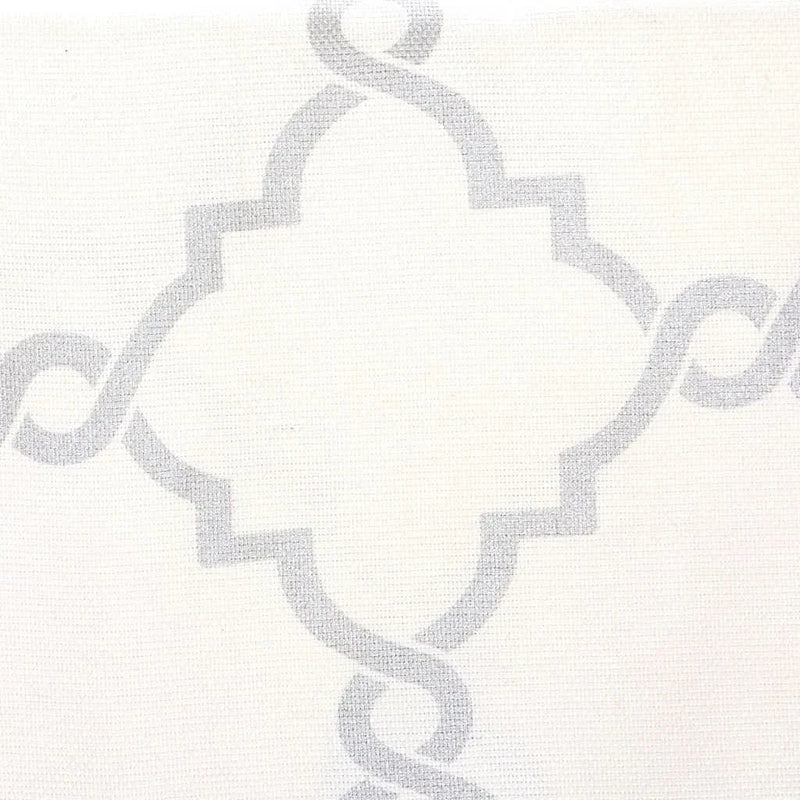 Fretwork Print Curtain Panel Polyester Grommet Top Ivory Grey 95x50