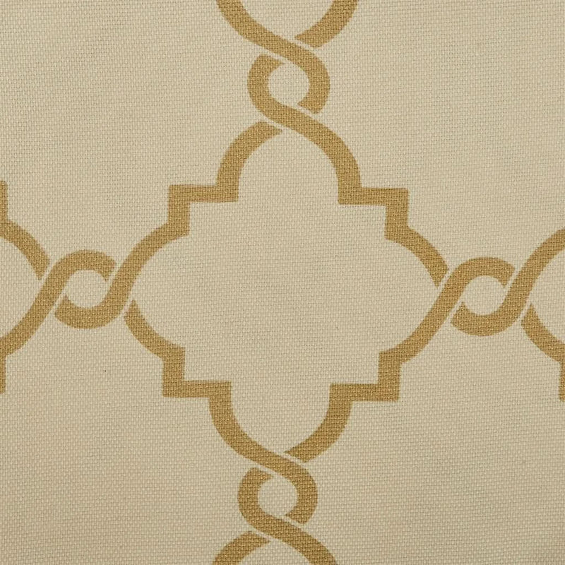 Beige Gold Geometric Fretwork Window Curtain Polyester Grommet Top