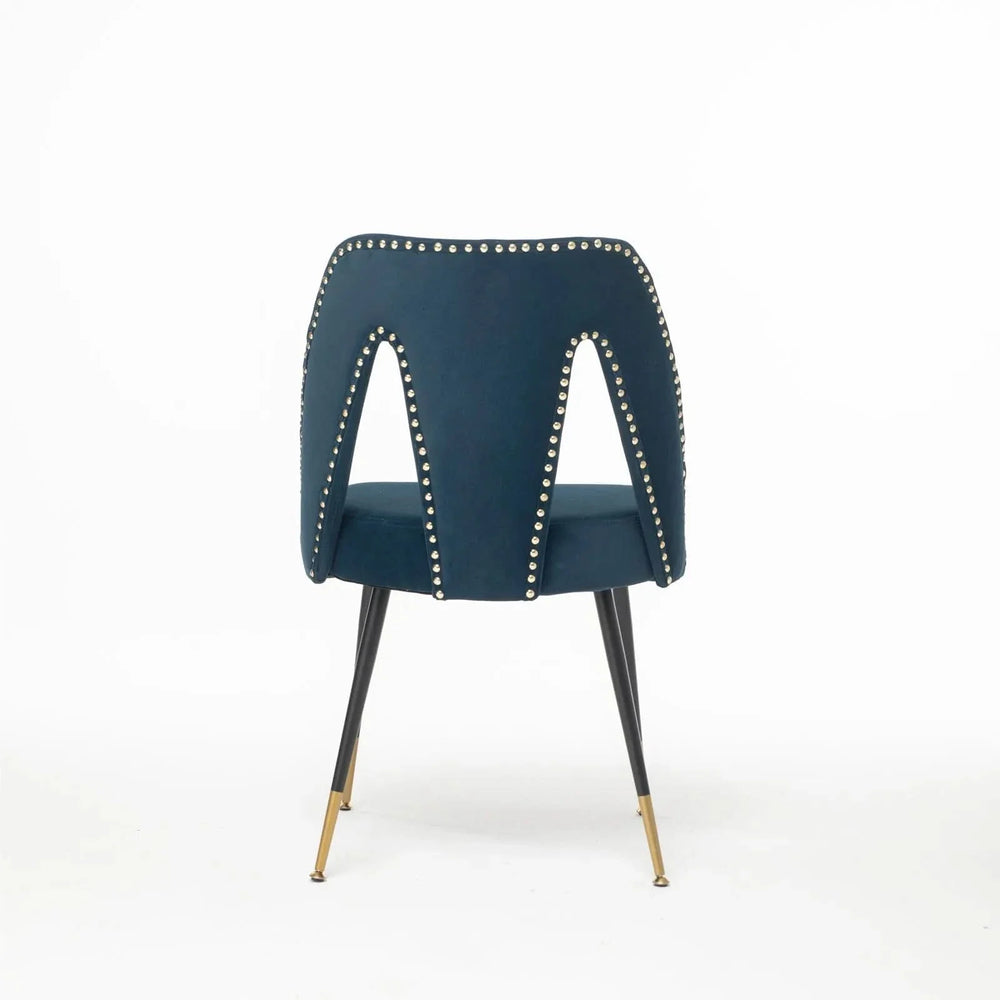 Velvet Dining Chair Blue Velvet Upholstery With Nailhead Trim Modern Media 6