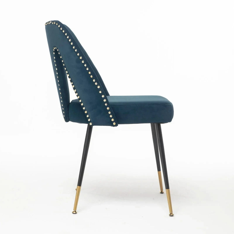 Velvet Dining Chair Blue Velvet Upholstery With Nailhead Trim Modern