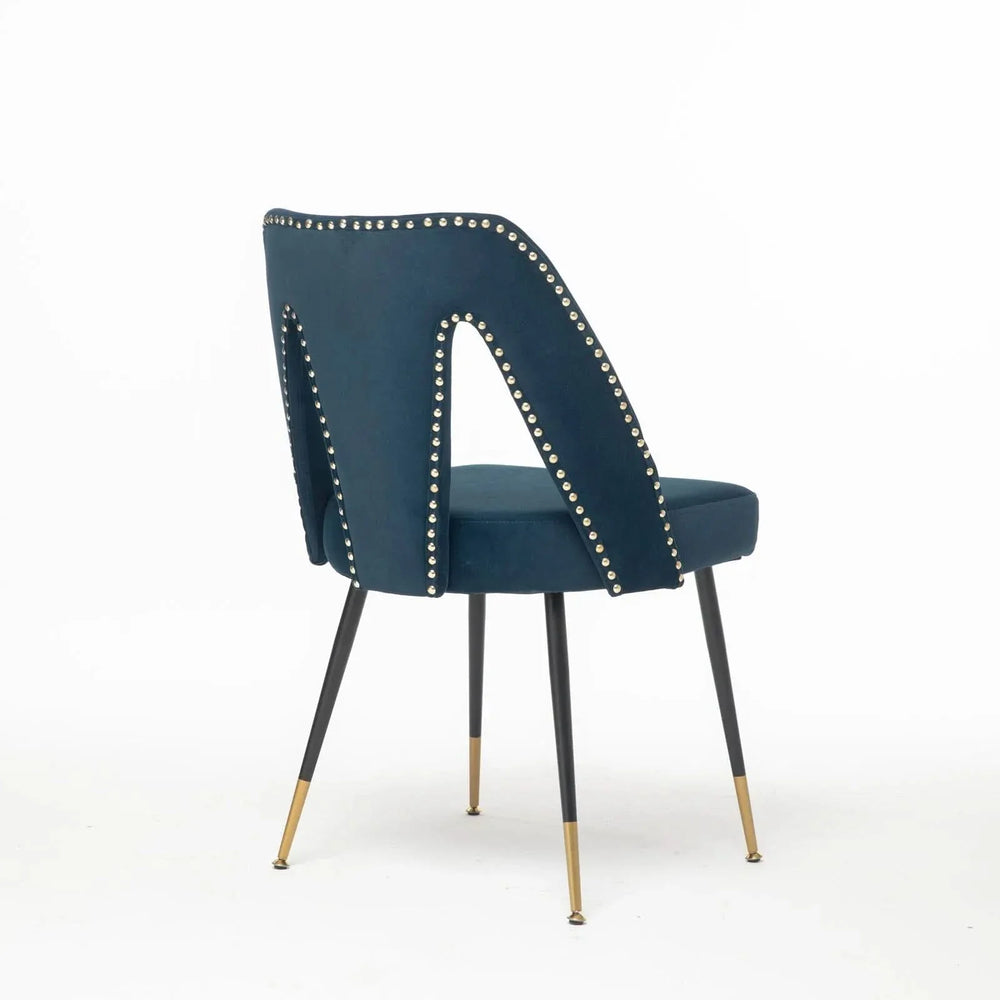 Velvet Dining Chair Blue Velvet Upholstery With Nailhead Trim Modern Media 5