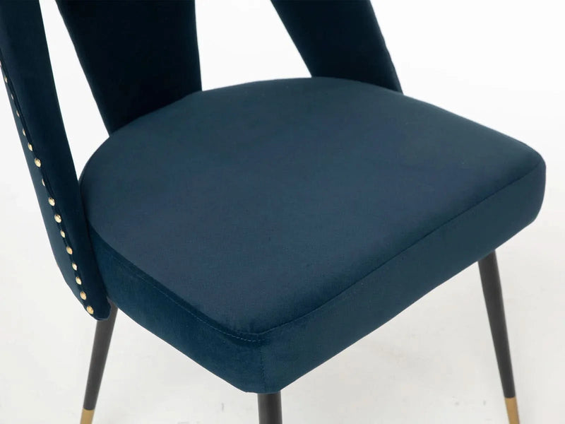 Velvet Dining Chair Blue Velvet Upholstery With Nailhead Trim Modern