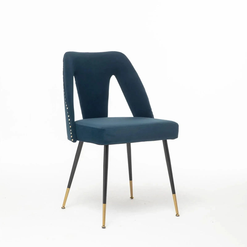 Velvet Dining Chair Blue Velvet Upholstery With Nailhead Trim Modern