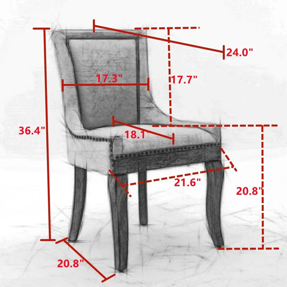 Dining Chairs Fabric Patterned Upholstery With Rubberwood Legs & Nail Heads Media 8