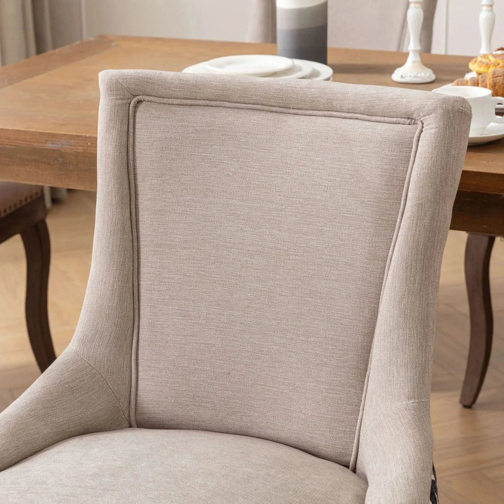 Dining Chairs Fabric Patterned Upholstery With Rubberwood Legs & Nail Heads Media 9