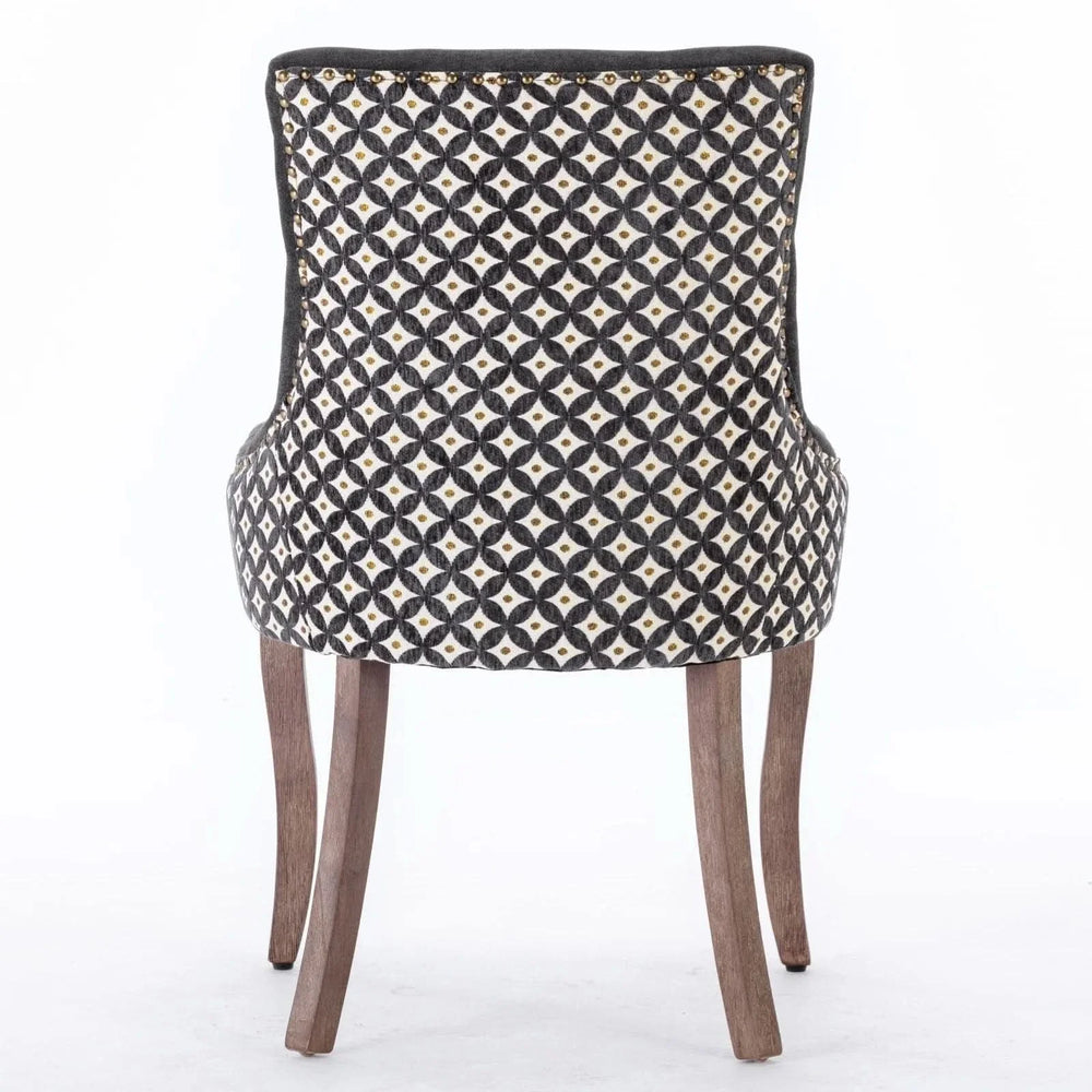 Dining Chair Blue Fabric Set of 2 with Solid Wood Legs & Nailhead Trim Media 7