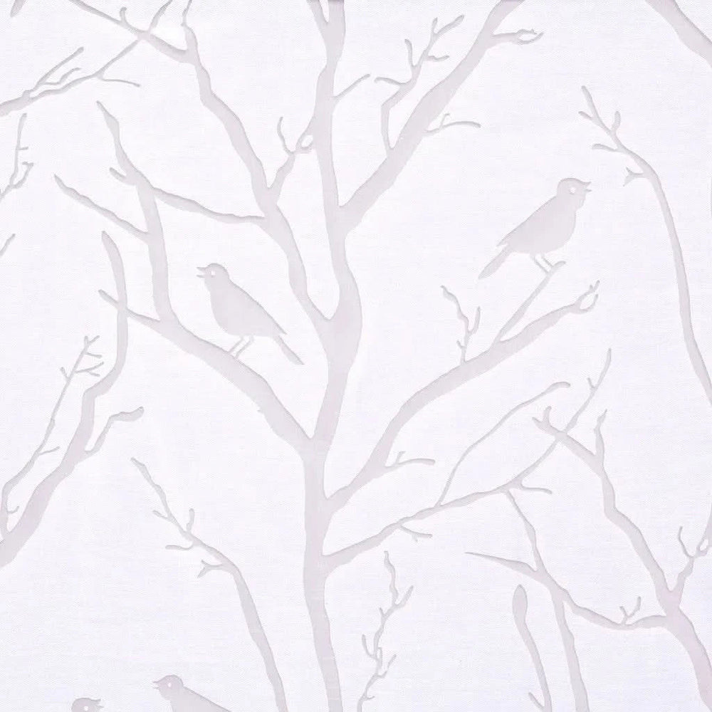 Bird On Branches Burnout Curtain Window Polyester Grommet Top White Media 7