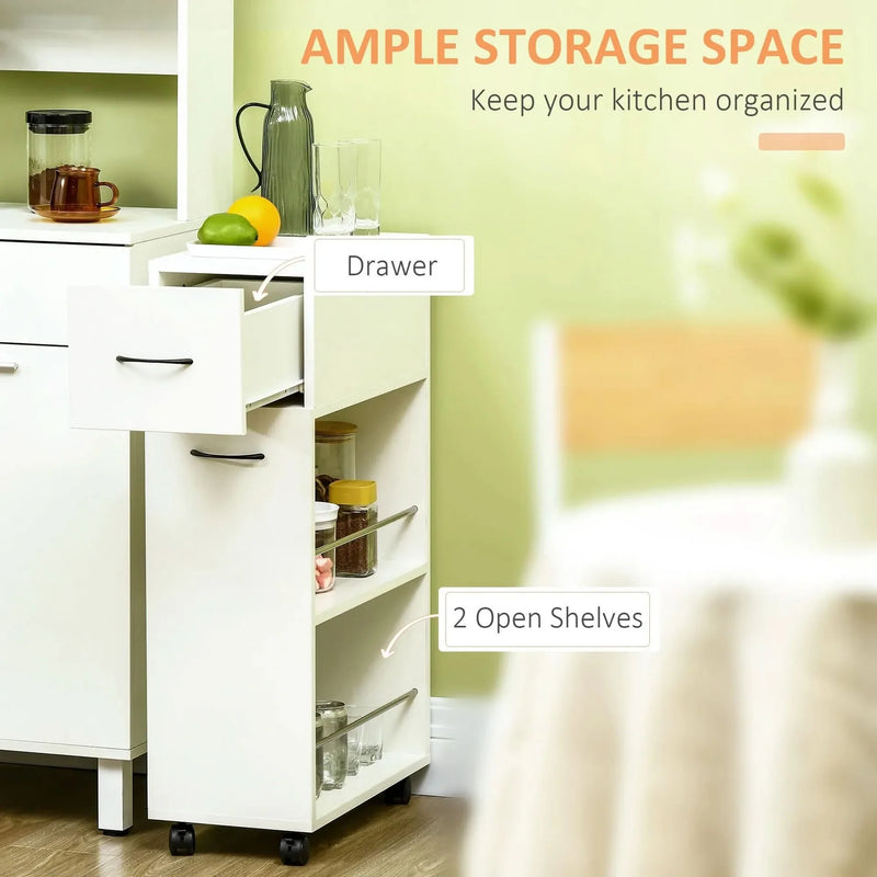 Rolling Kitchen Storage Cart For Small Spaces Particle Board Space-Saving