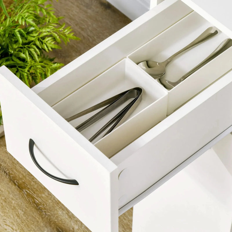 Rolling Kitchen Storage Cart For Small Spaces Particle Board Space-Saving