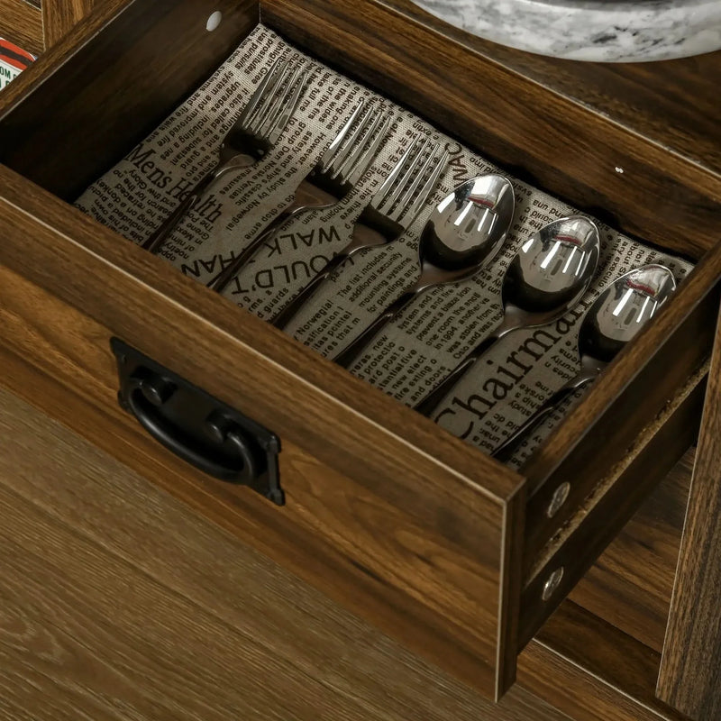 Rolling Kitchen Storage Cart For Small Spaces Particle Board Space-Saving