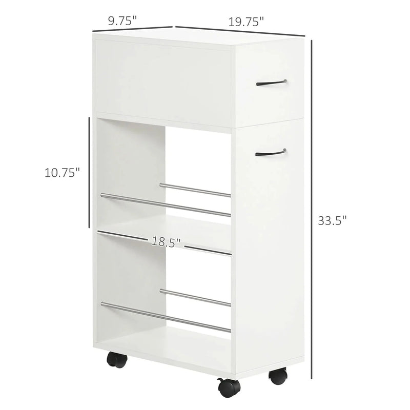 Rolling Kitchen Storage Cart For Small Spaces Particle Board Space-Saving