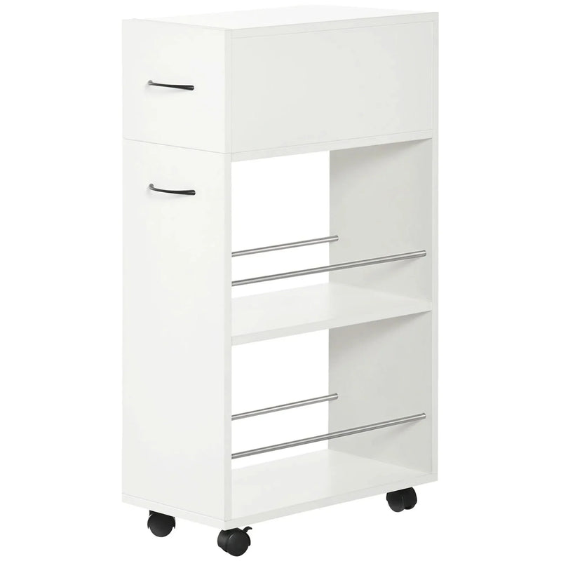 Rolling Kitchen Storage Cart For Small Spaces Particle Board Space-Saving