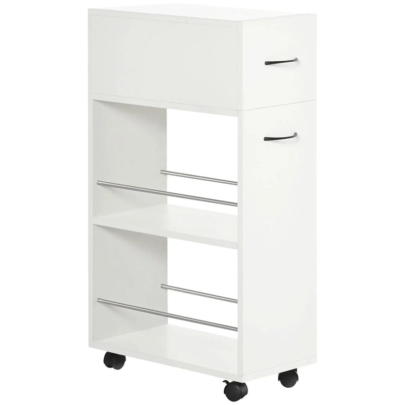 Rolling Kitchen Storage Cart For Small Spaces Particle Board Space-Saving