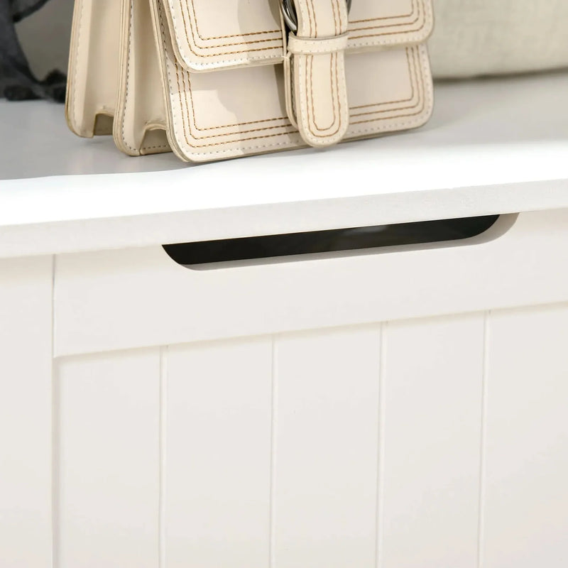 Hall Tree Coat Rack & Storage Bench White Wood Finish With Seating