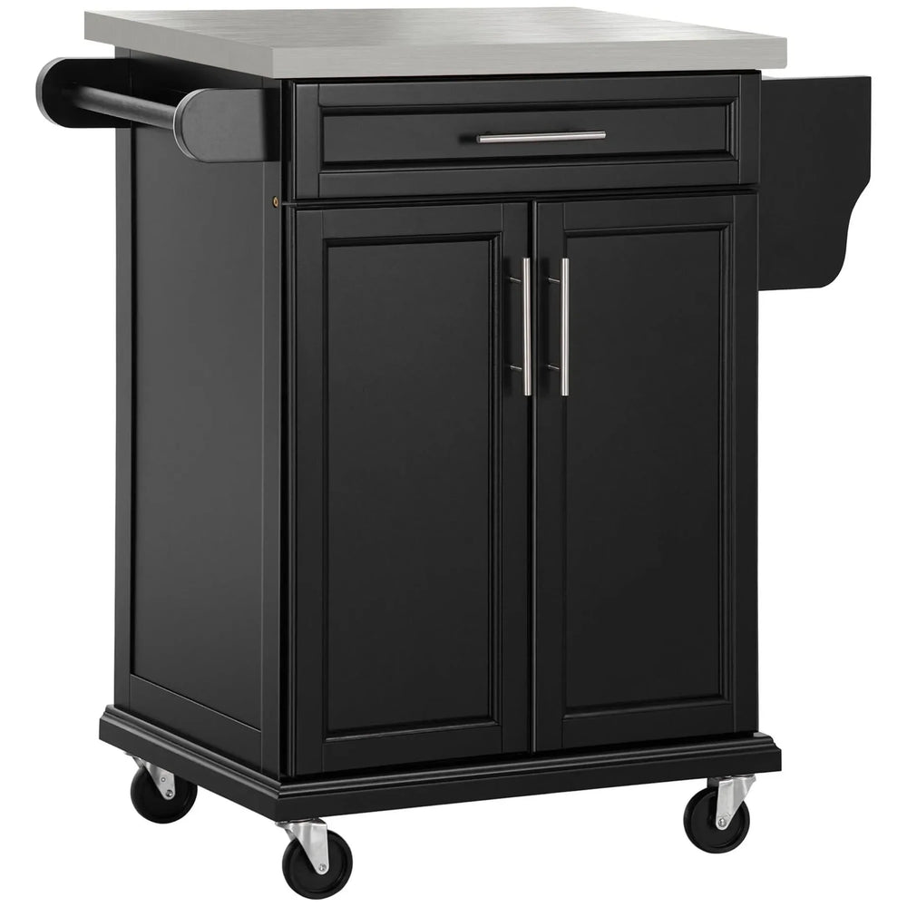 Kitchen Island On Wheels Stainless Steel Countertop With Drawer Storage Media 1