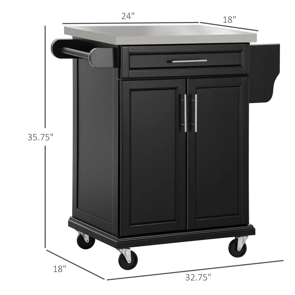 Kitchen Island On Wheels Stainless Steel Countertop With Drawer Storage Media 7