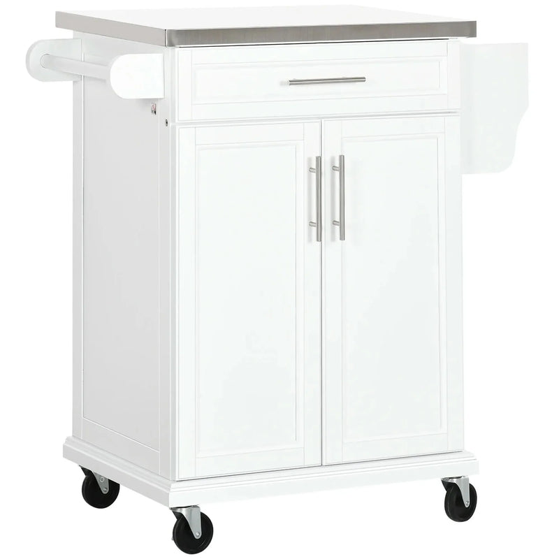 Kitchen Island Cart Stainless Steel Countertop With Drawer & Towel Rack
